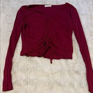 Women's Deep Red Long Sleeve Top